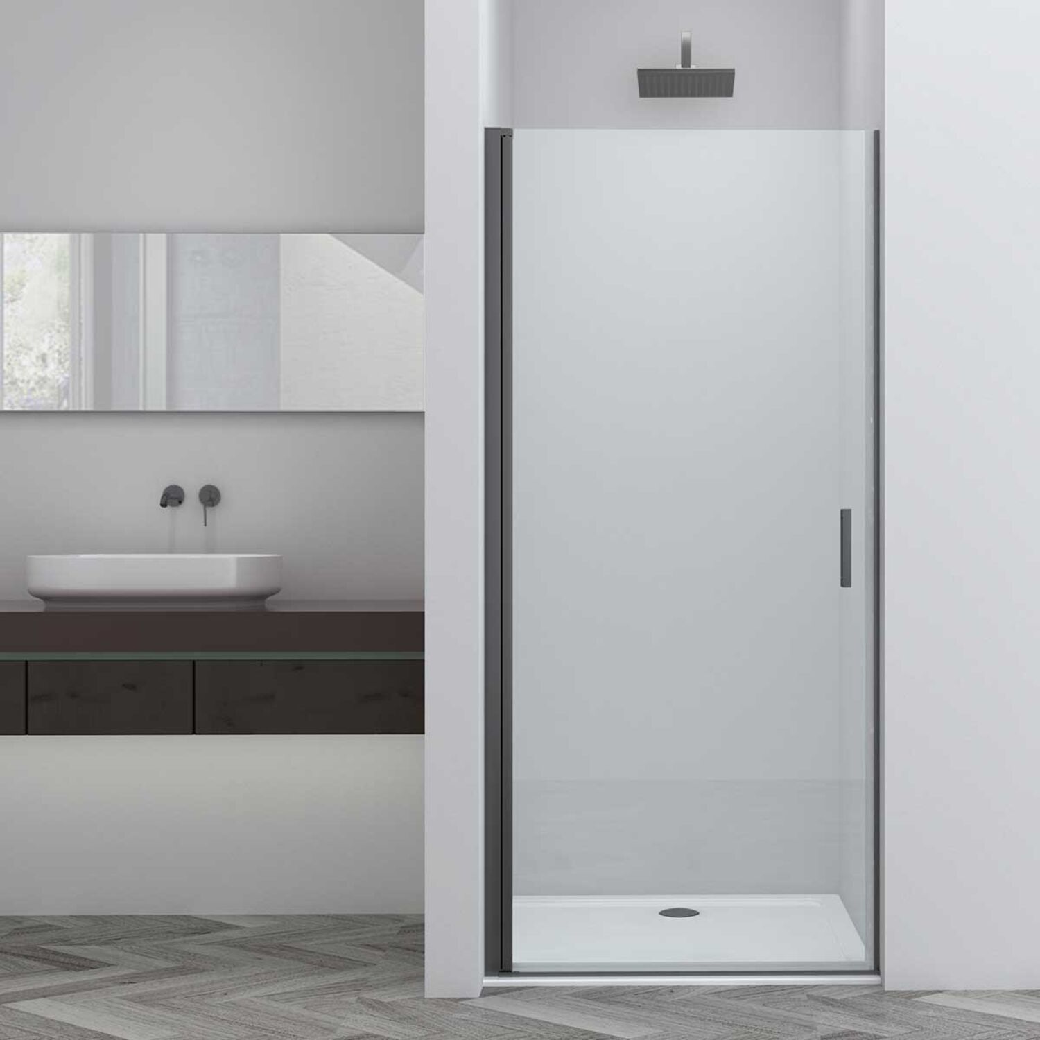 Душевая дверь Vincea Alpha VDP-3AL 100x195, стекло прозрачное, профиль вороненая сталь