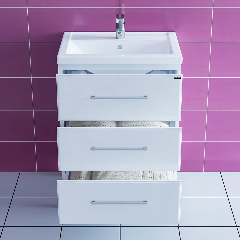 Тумба под раковину Санта Омега 60 напольная, с ящиками, цвет белый - фото 1