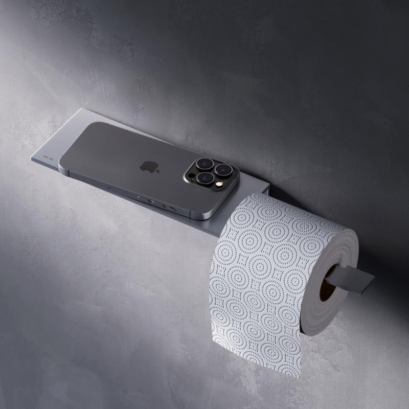Держатель туалетной бумаги AM.PM Sense L A7454300, с полкой, цвет серый