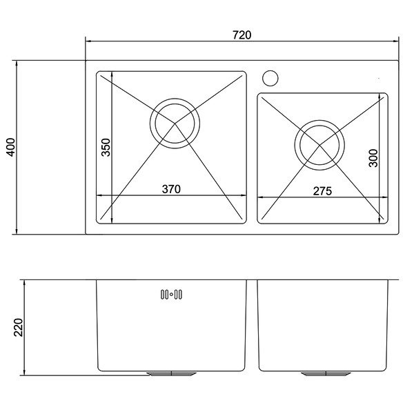 Кухонная мойка Mixline 547241 72x40, 2 чаши, цвет черный графит - фото 1