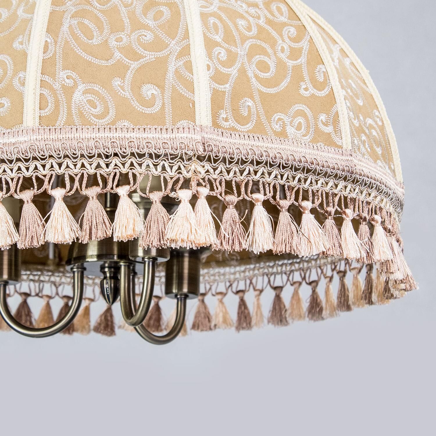 Подвесная люстра Citilux Базель CL407135, арматура бронза, плафоны текстиль кофейный - фото 1