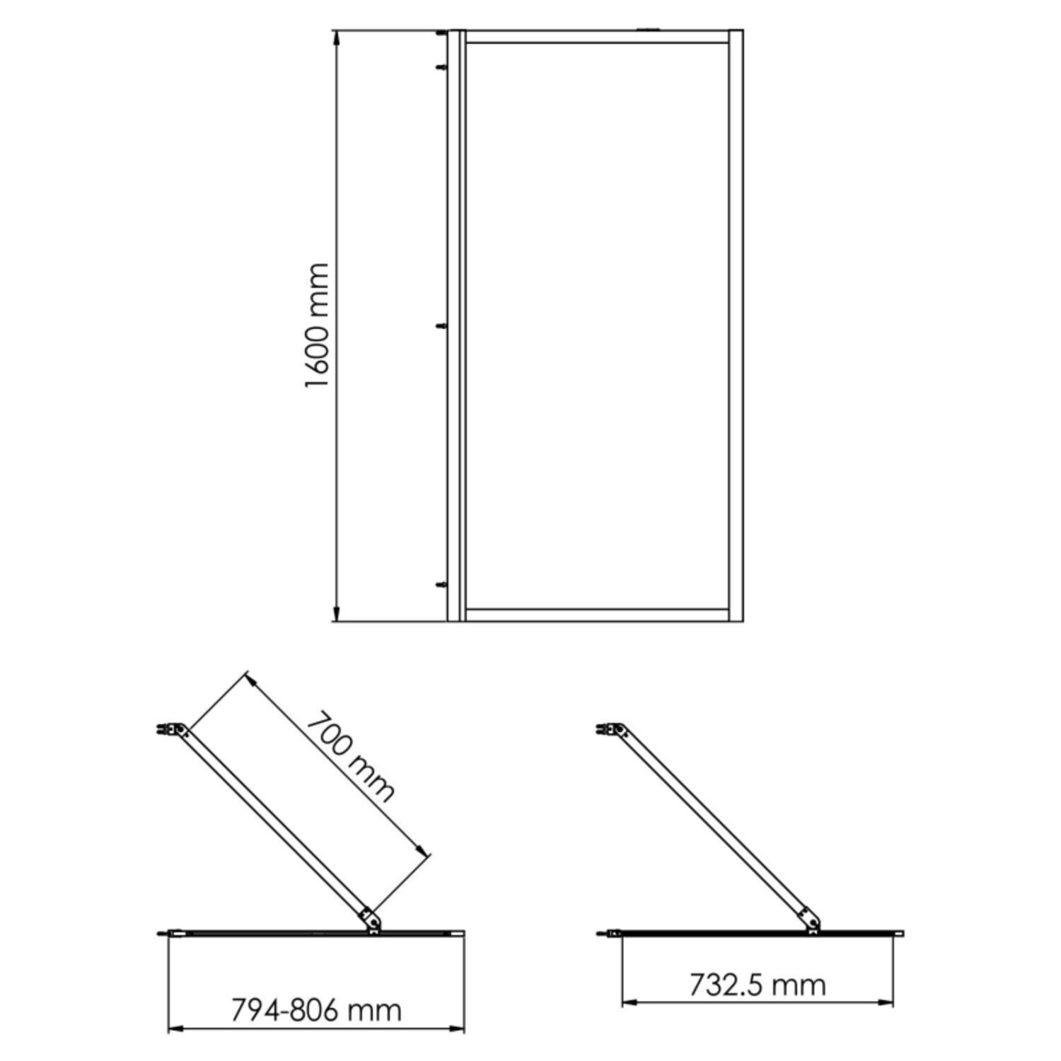 Шторка на ванну WasserKRAFT Abens 20W01-80 Matt Black Fixed 80x160, стекло прозрачное, профиль черный матовый