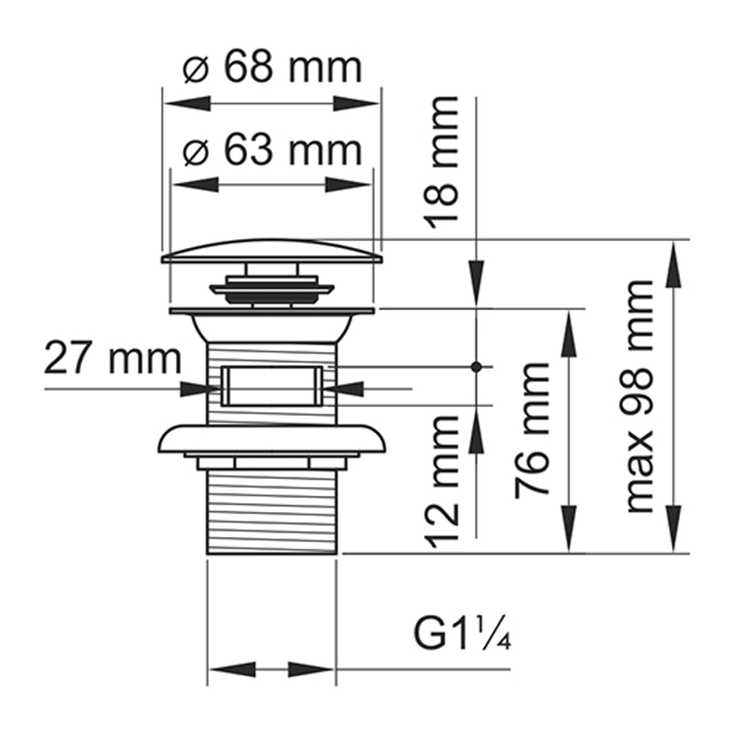 Донный клапан WasserKRAFT A073 для раковины, цвет хром