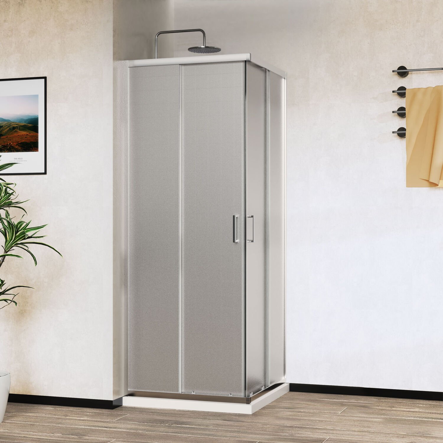 Душевой уголок Vincea City VSS-5CT 100x80, стекло текстурное, профиль хром - фото 1