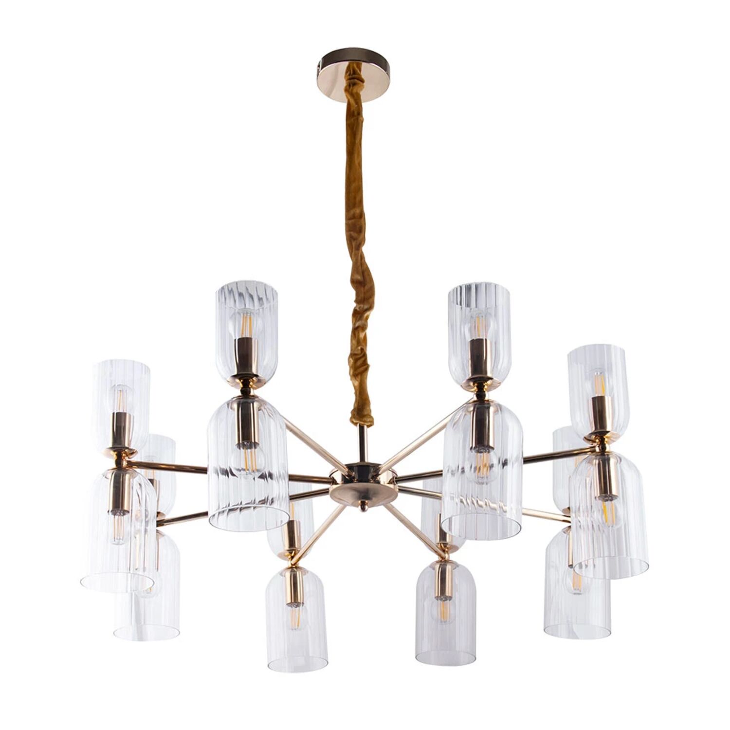 Подвесная люстра Arte Lamp Charm A1623LM-16GO, арматура золото, плафон стекло прозрачное