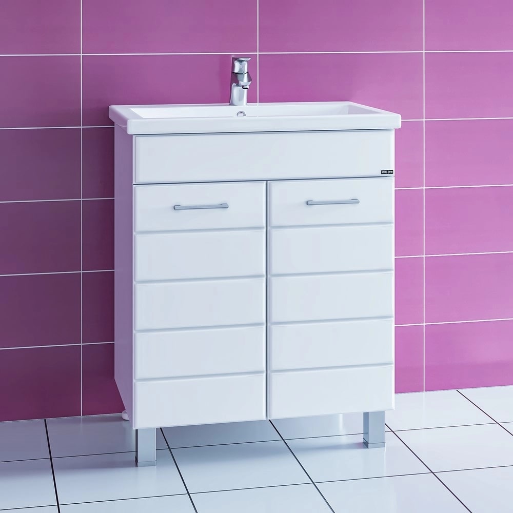 Тумба под раковину Санта Омега 70 напольная, с дверцами, цвет белый