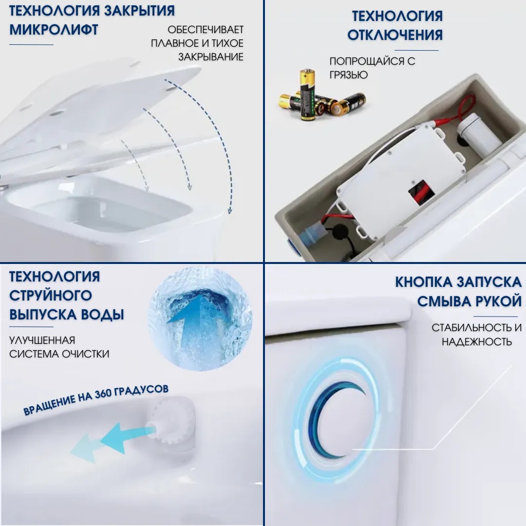 Унитаз CeruttiSPA Argentera Aria Pulse CT10590 подвесной, безободковый, с импульсным смывом, с сиденьем микролифт, цвет белый - фото 1