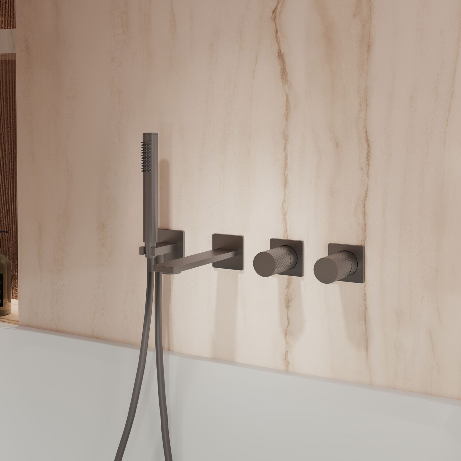 Смеситель Vincea Alto VBTW-6AL1GM для ванны с душем, встраиваемый, цвет вороненая сталь - фото 1