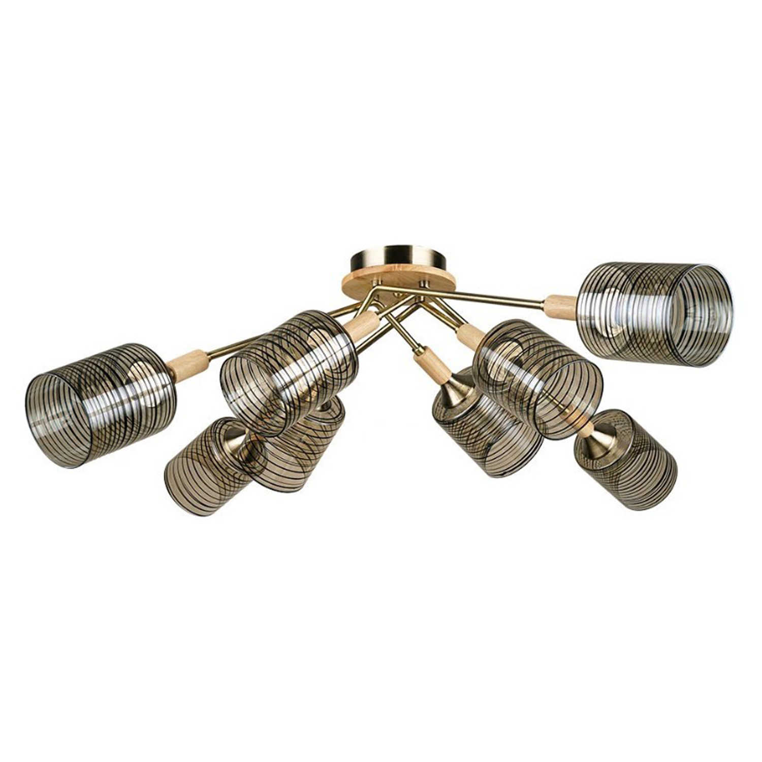 Потолочная люстра Arte Lamp Maria A4536PL-8AB, арматура античная бронза, плафон стекло янтарное