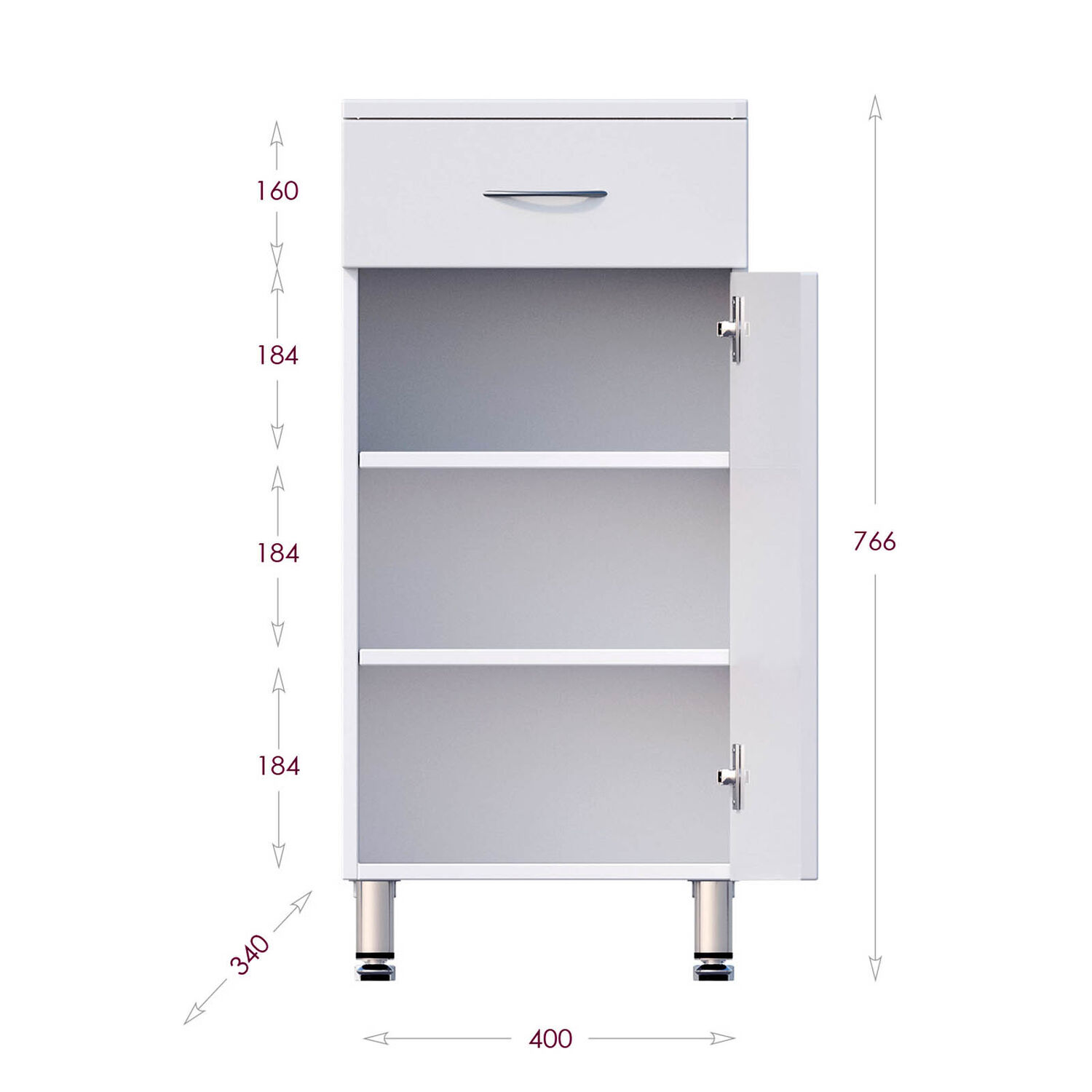 Тумба Оника Каприз 40, правая, цвет белый - фото 1