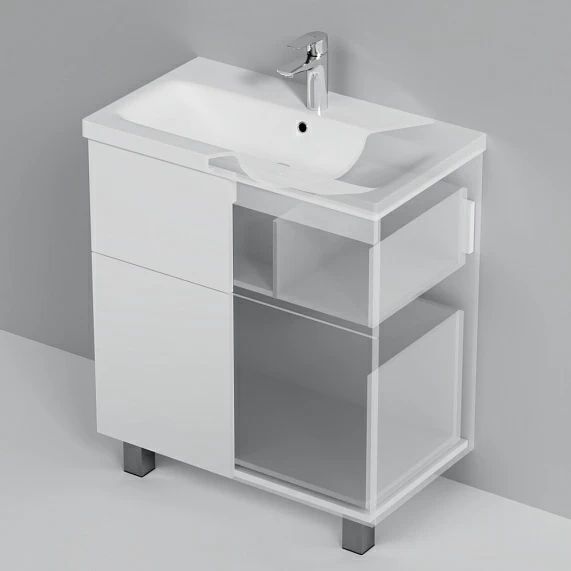 Тумба под раковину AM.PM Gem 75 напольная, 2 ящика, цвет белый глянец - фото 1