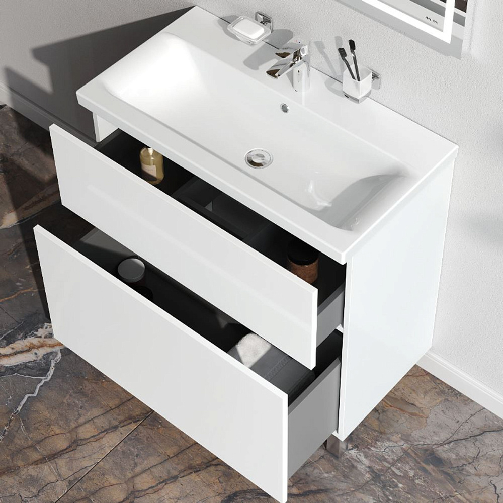 Тумба под раковину AM.PM Gem 80 напольная, цвет белый глянец - фото 1