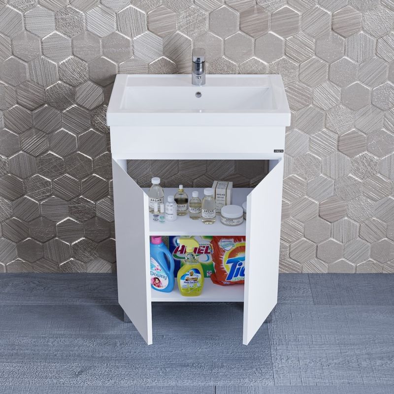 Тумба под раковину Санта Марс 60 напольная, с дверцами, цвет белый - фото 1