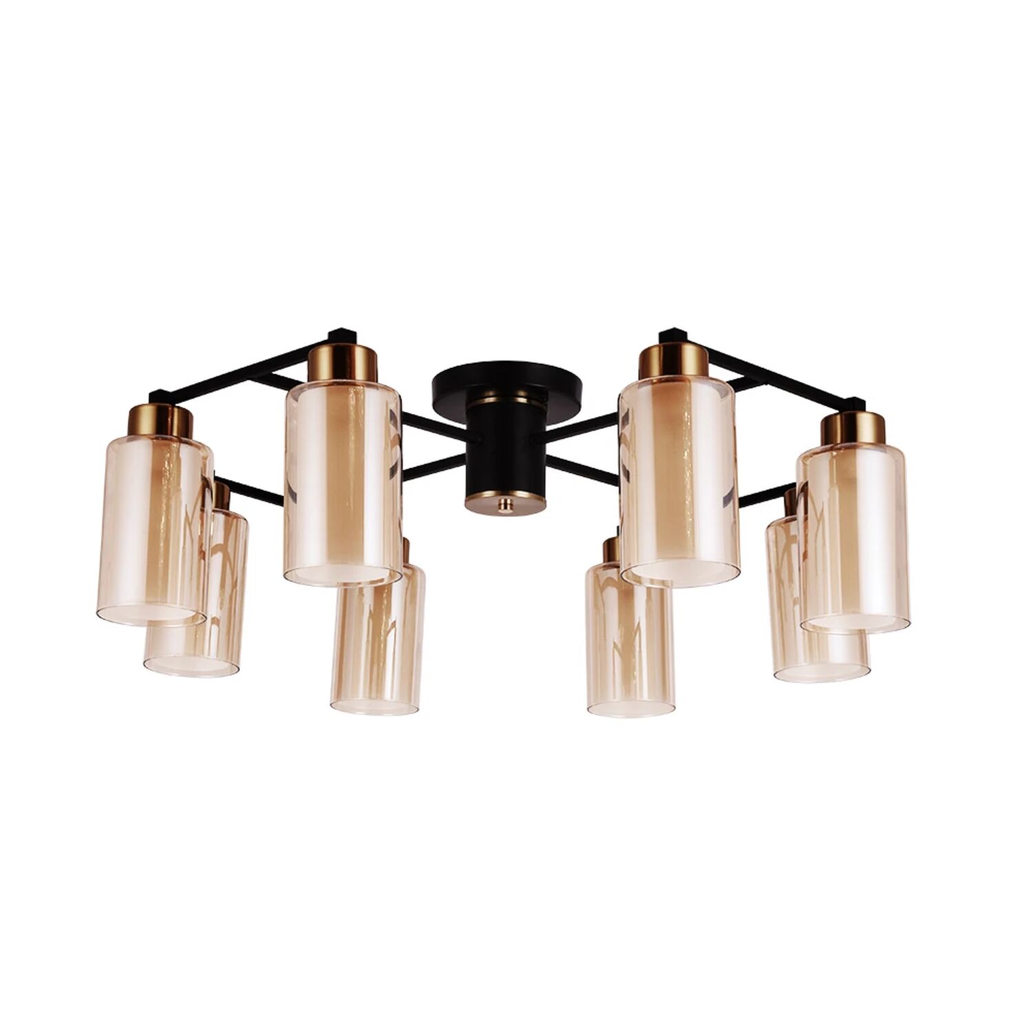 Потолочная люстра Arte Lamp Leo A7027PL-8BK, арматура черный, плафон стекло янтарное