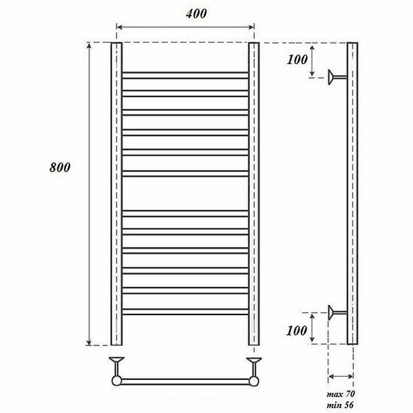 Полотенцесушитель Point П12 40x80 водяной, цвет хром - фото 1