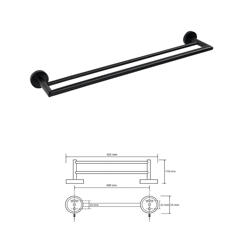 Полотенцедержатель Bemeta Dark 104204050 двойной 60 см - фото 1
