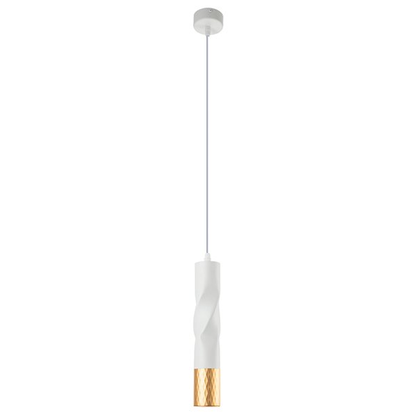 Подвесной светильник Arte Lamp Sadr A3280SP-1WH, арматура белая, плафон металл белый / золото, 6х6 см