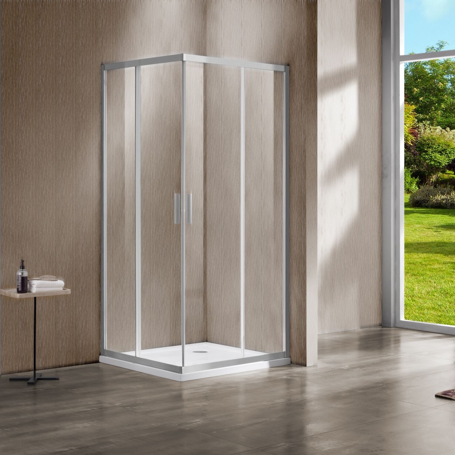 Душевой уголок Vincea Garda VSS-1G 90x90, стекло прозрачное, профиль брашированный никель