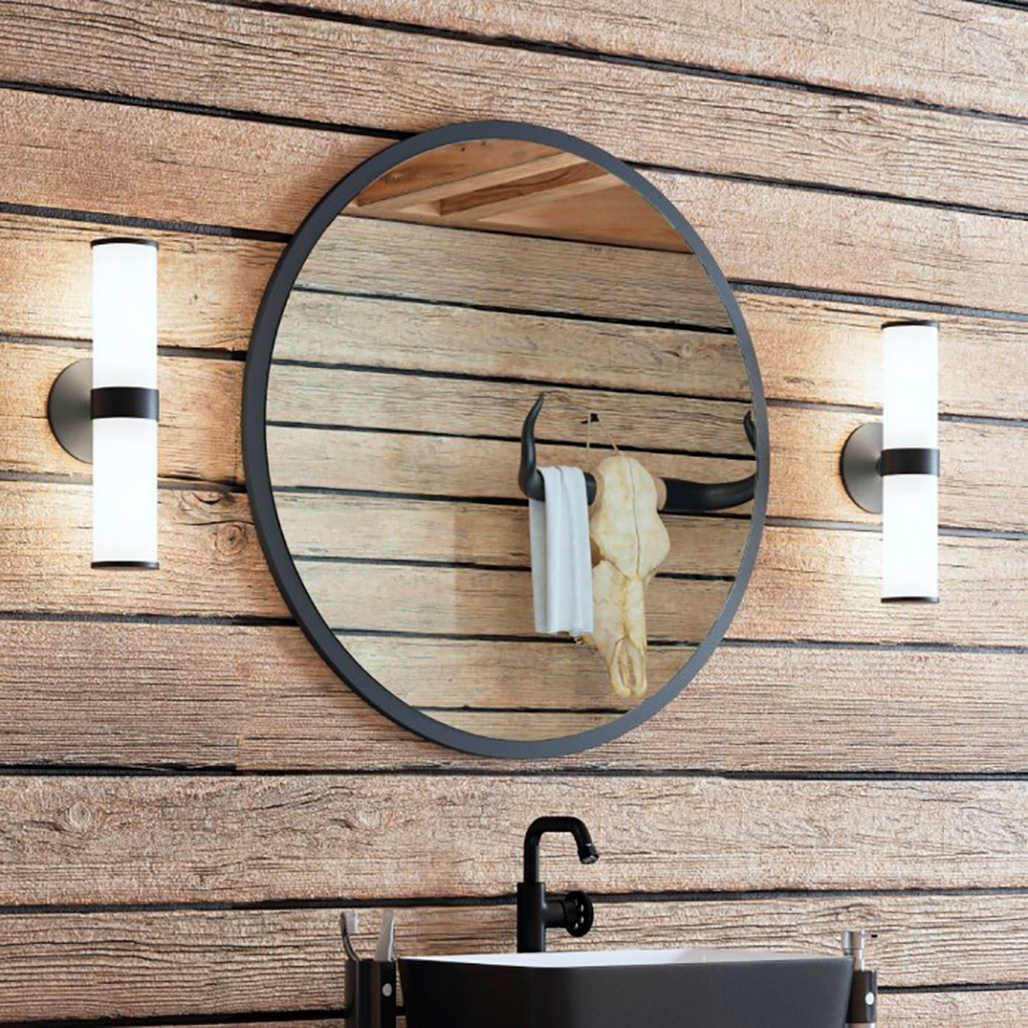 Зеркало Corozo Слим 77x77, цвет черный