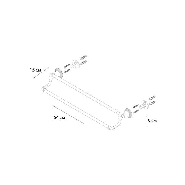Полотенцедержатель Fixsen Luksor FX-71602B двойной, 60 см - фото 1
