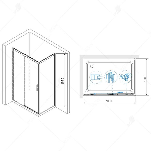Душевой уголок RGW Leipzig LE-41B 200x100, с доводчиком, стекло прозрачное, профиль черный - фото 1