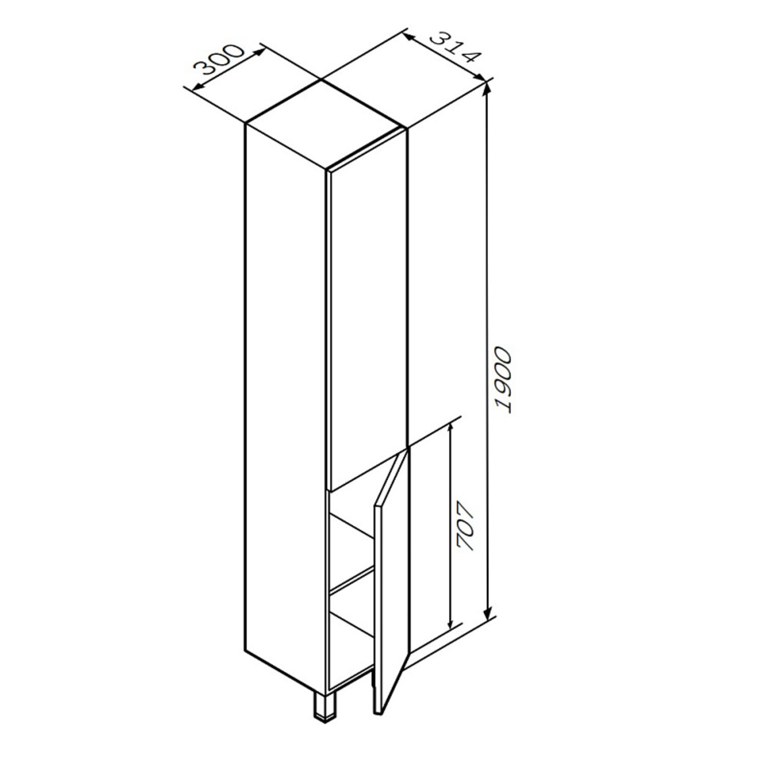Шкаф-пенал AM.PM Gem 30, напольный, правый, цвет графит матовый - фото 1