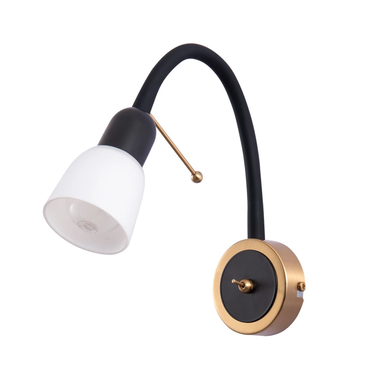 Бра Arte Lamp Lettura A7009AP-1BK, арматура черная, плафон стекло белое