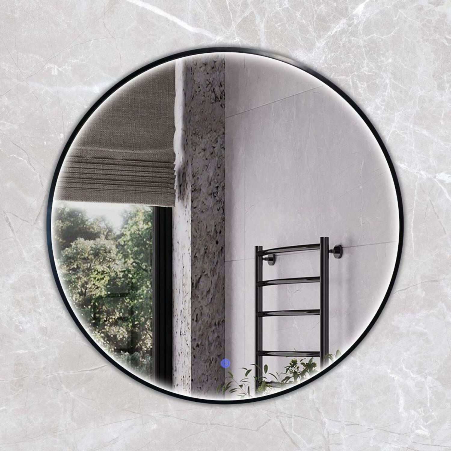 Зеркало Comforty Вега 75, с подсветкой, цвет черный матовый