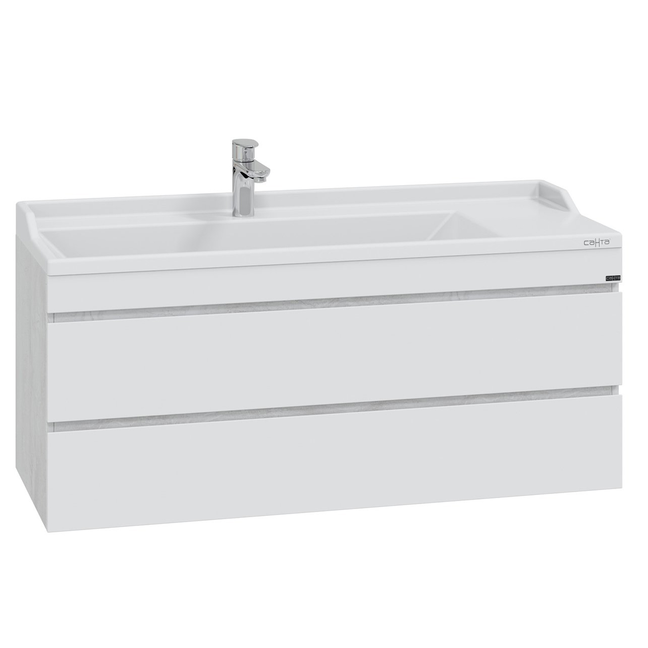 Тумба под раковину Санта Марс 120, подвесная, с 2 ящиками, цвет белый / беленое дерево - фото 1