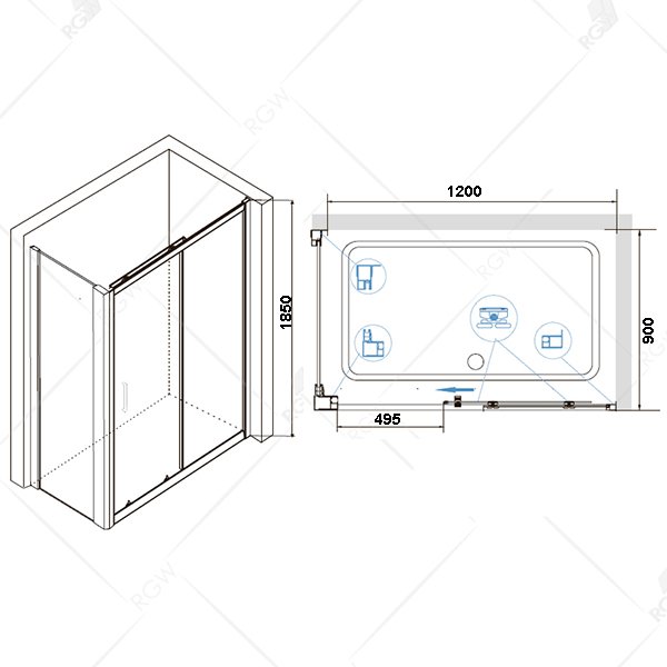 Душевой уголок RGW Classic CL-48B 120х90, стекло прозрачное, профиль черный - фото 1