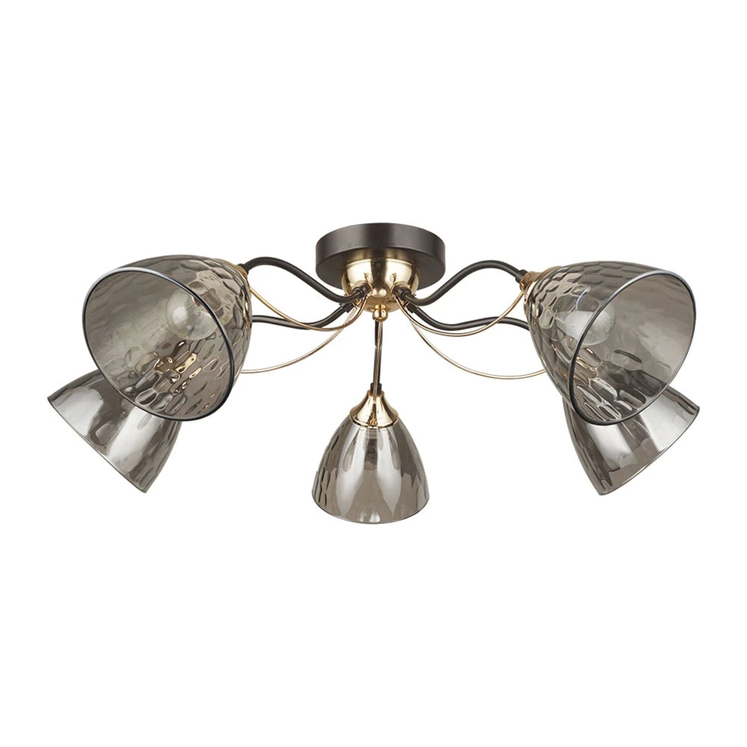 Потолочная люстра Arte Lamp Lily A4366PL-5BK, арматура черная, плафон стекло дымчатое