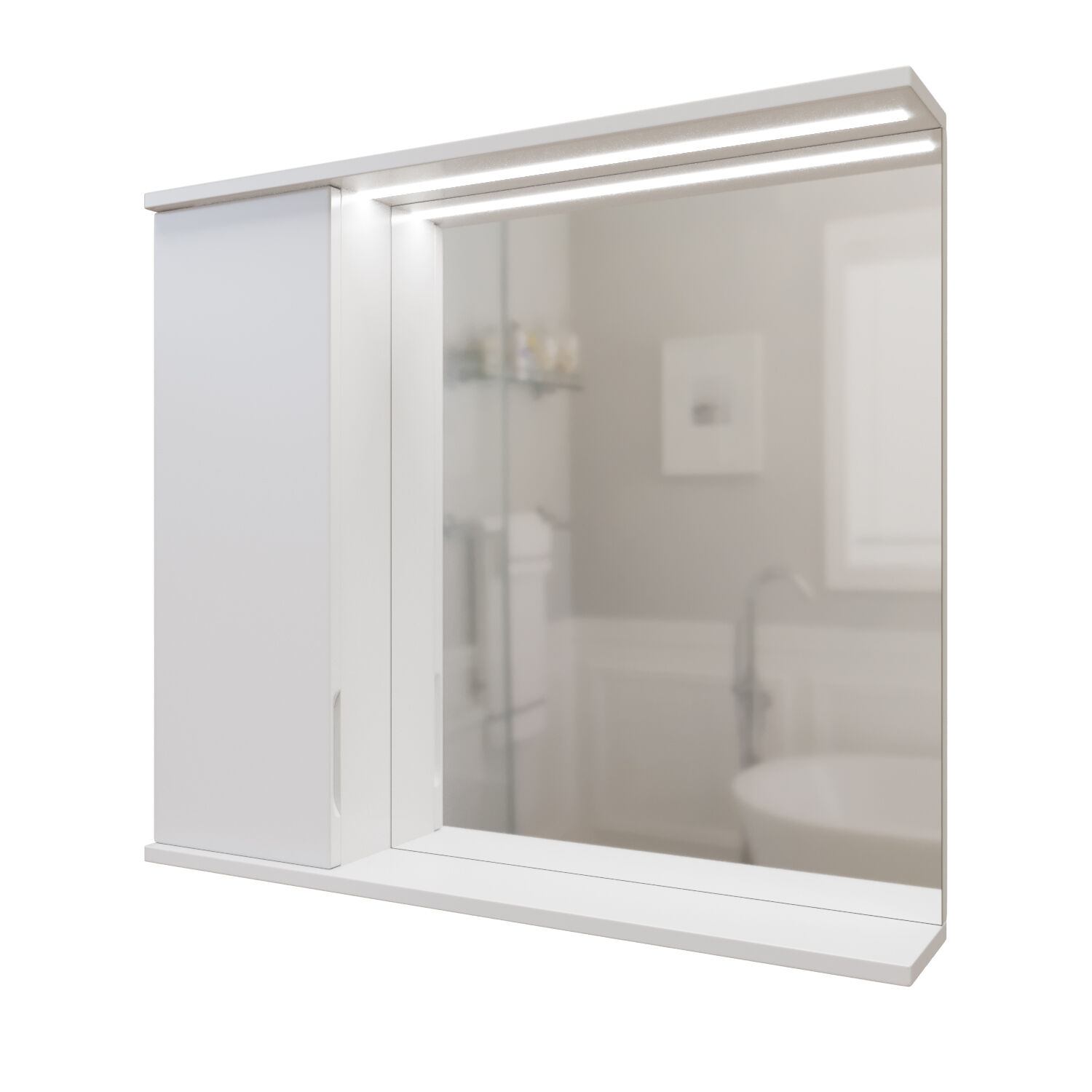 Шкаф-зеркало Mixline Лайн 80, левый, с подсветкой, цвет белый - фото 1