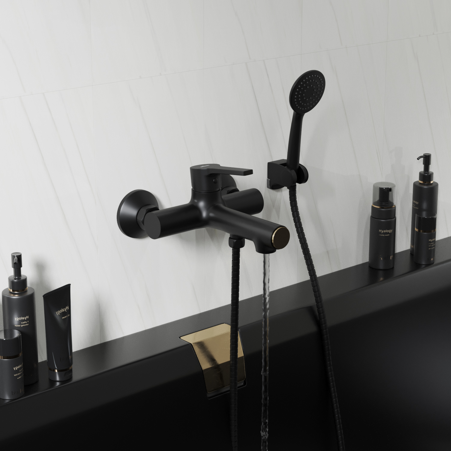 Смеситель Mixline ML23-01 550748 для ванны с душем, цвет черный / бронза - фото 1