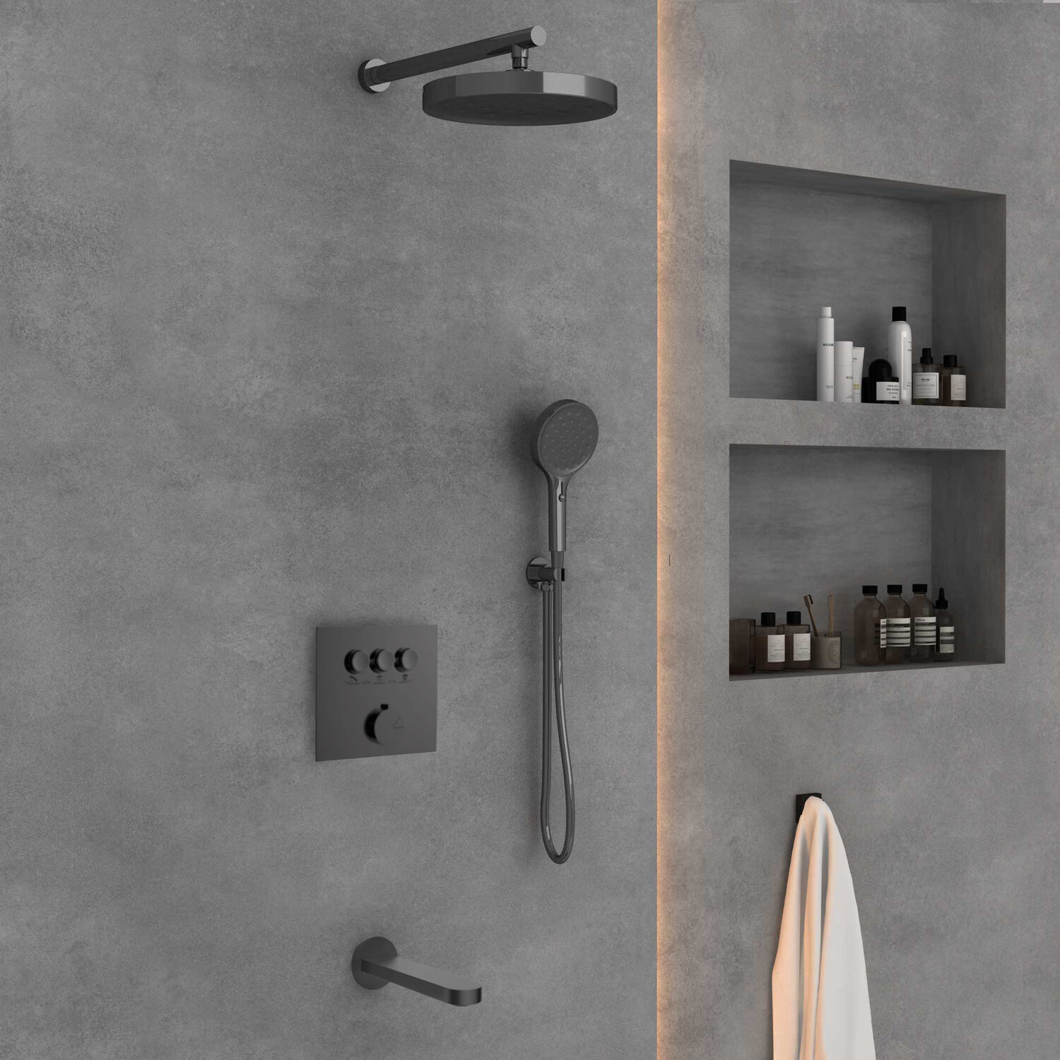 Душевой комплект Vincea Inspire VSFW-431I2GM, встраиваемый, цвет вороненая сталь - фото 1