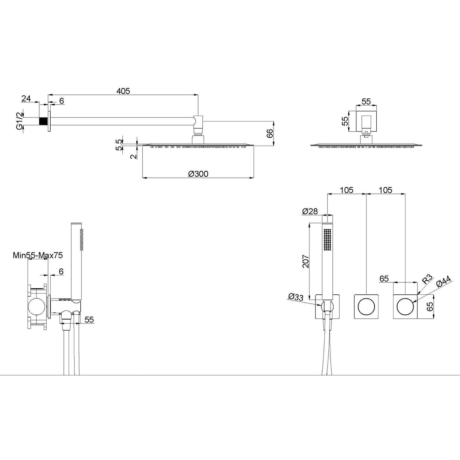 Душевой комплект Vincea Alto VSFW-6AL1CH, встраиваемый, цвет хром - фото 1