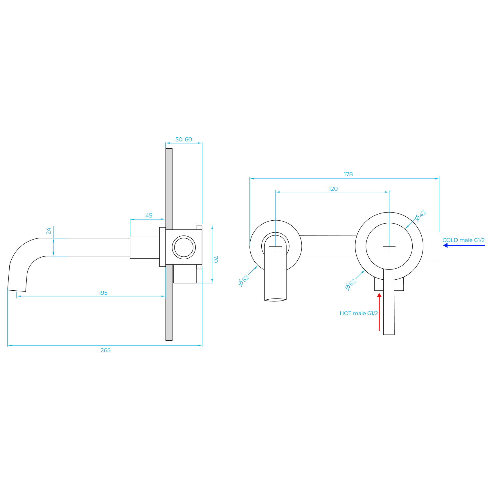 Смеситель RGW Shower Panels SP-47 B для раковины, встраиваемый, цвет черный - фото 1