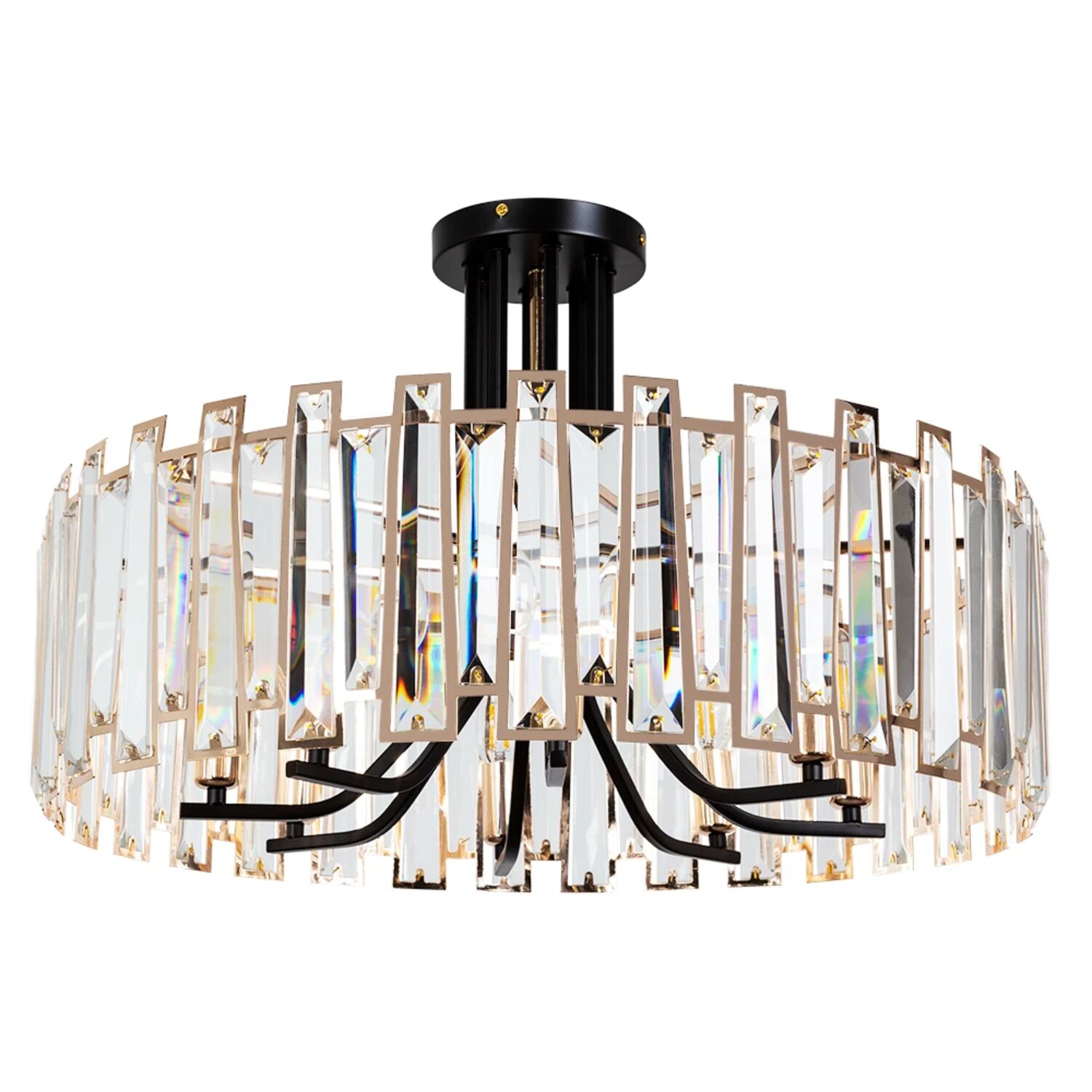 Потолочная люстра Arte Lamp Amber A1028PL-8BK, арматура черная, плафон хрусталь золото