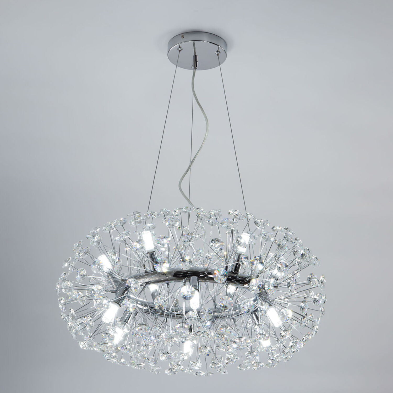 Подвесная люстра Citilux Betsy EL322P12.1, арматура хром, плафоны хрусталь прозрачный