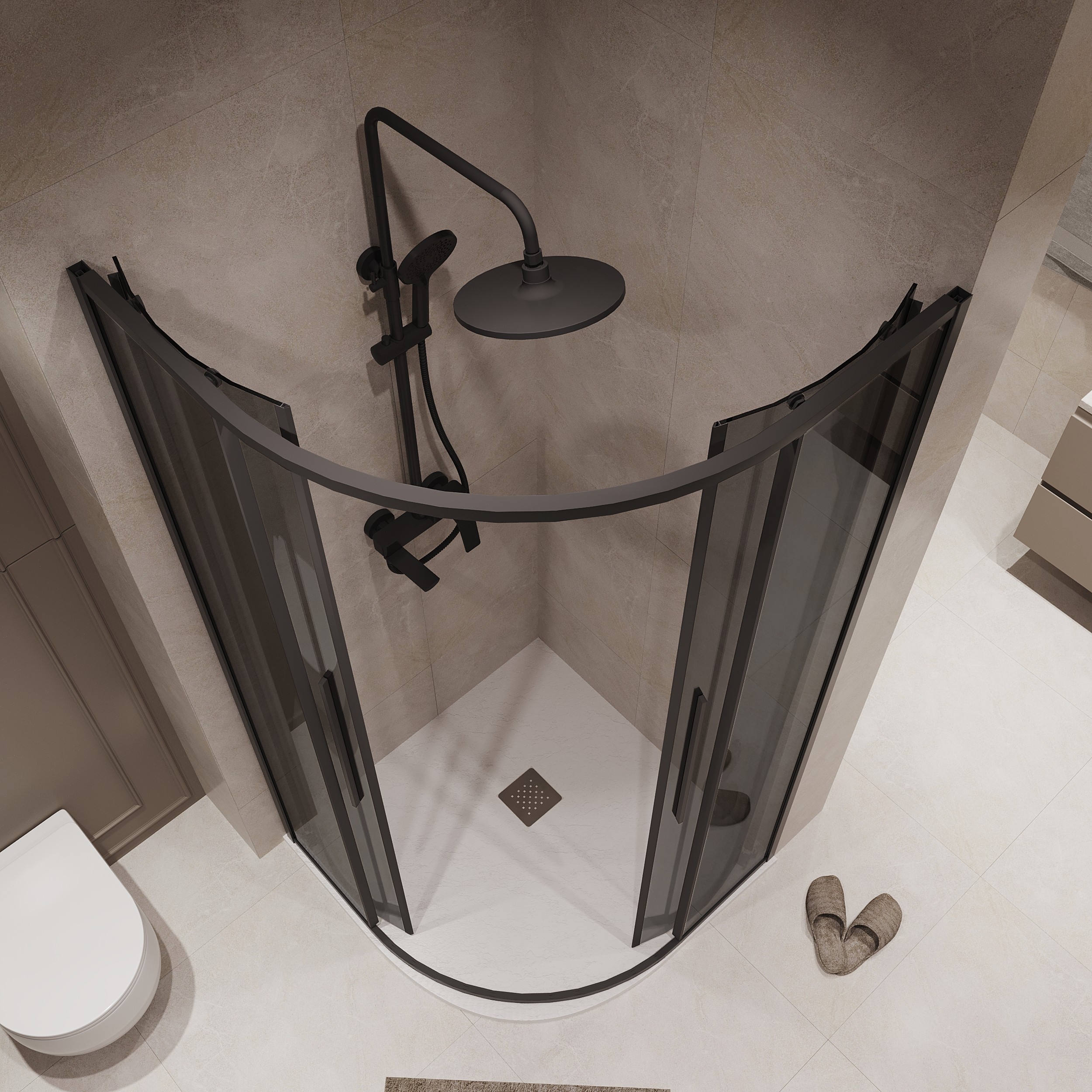 Душевой уголок Niagara Nova NG-2827-34 Black 100x100, стекло тонированное, профиль черный матовый - фото 1