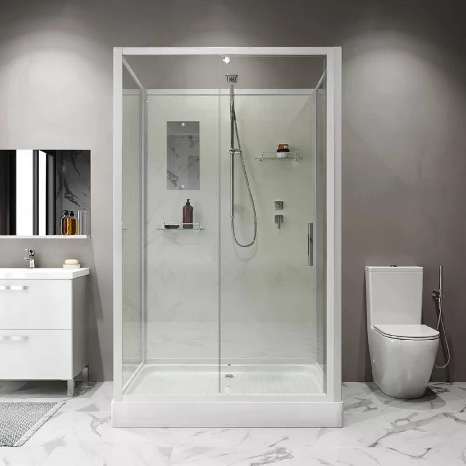 Душевая кабина Niagara Standart ST120/90/15Q/BK 120х90, стекло прозрачное, профиль белый, без крыши - фото 1