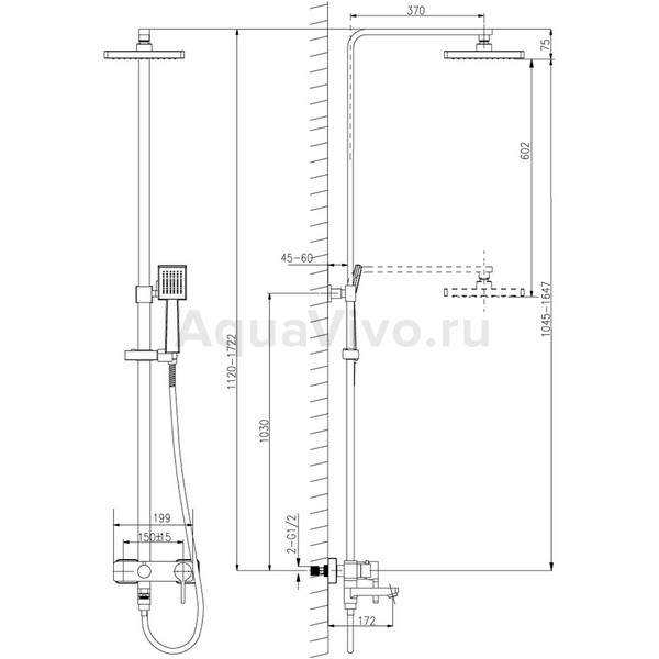 Душевая стойка Lemark Tropic LM7004C с верхним душем, смесителем - фото 1