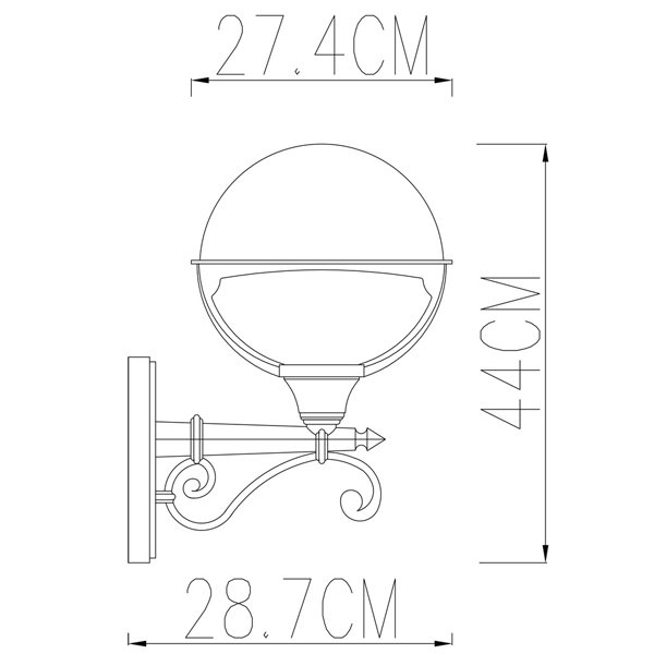 Настенный фонарь уличный Arte Lamp Monaco A1491AL-1BK, арматура черная, плафон пластик белый, 27х30 см