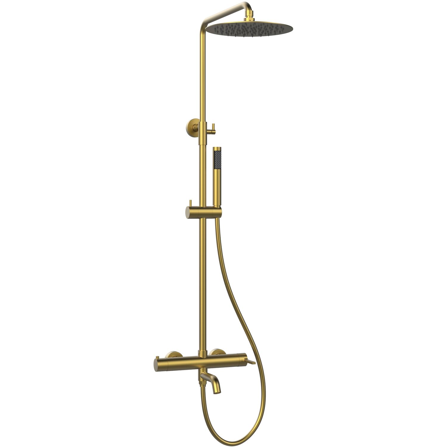 Душевая стойка Vincea Villa VSFS-1VL1BG, с верхним душем, смесителем, цвет брашированное золото