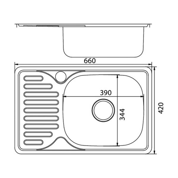 Кухонная мойка Mixline 536117 66x42, с крылом, правая, цвет хром 