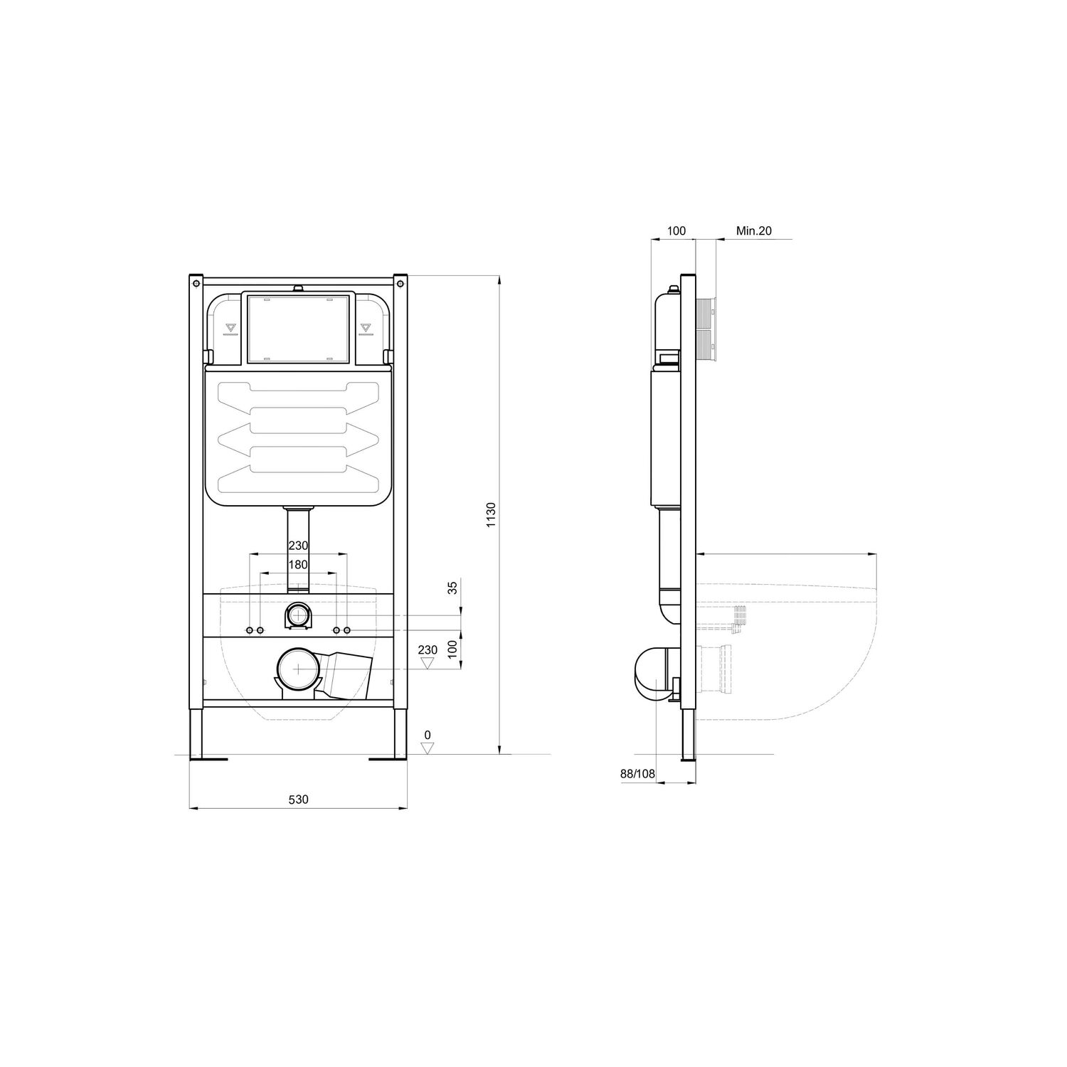 Комплект Акватек Оберон T PNS 013: Инсталляция Pneumo S50 INSP-0000001 + Кнопка PNS -0000013 хром матовый + Унитаз Оберон AQ1365T-00 белый - фото 1