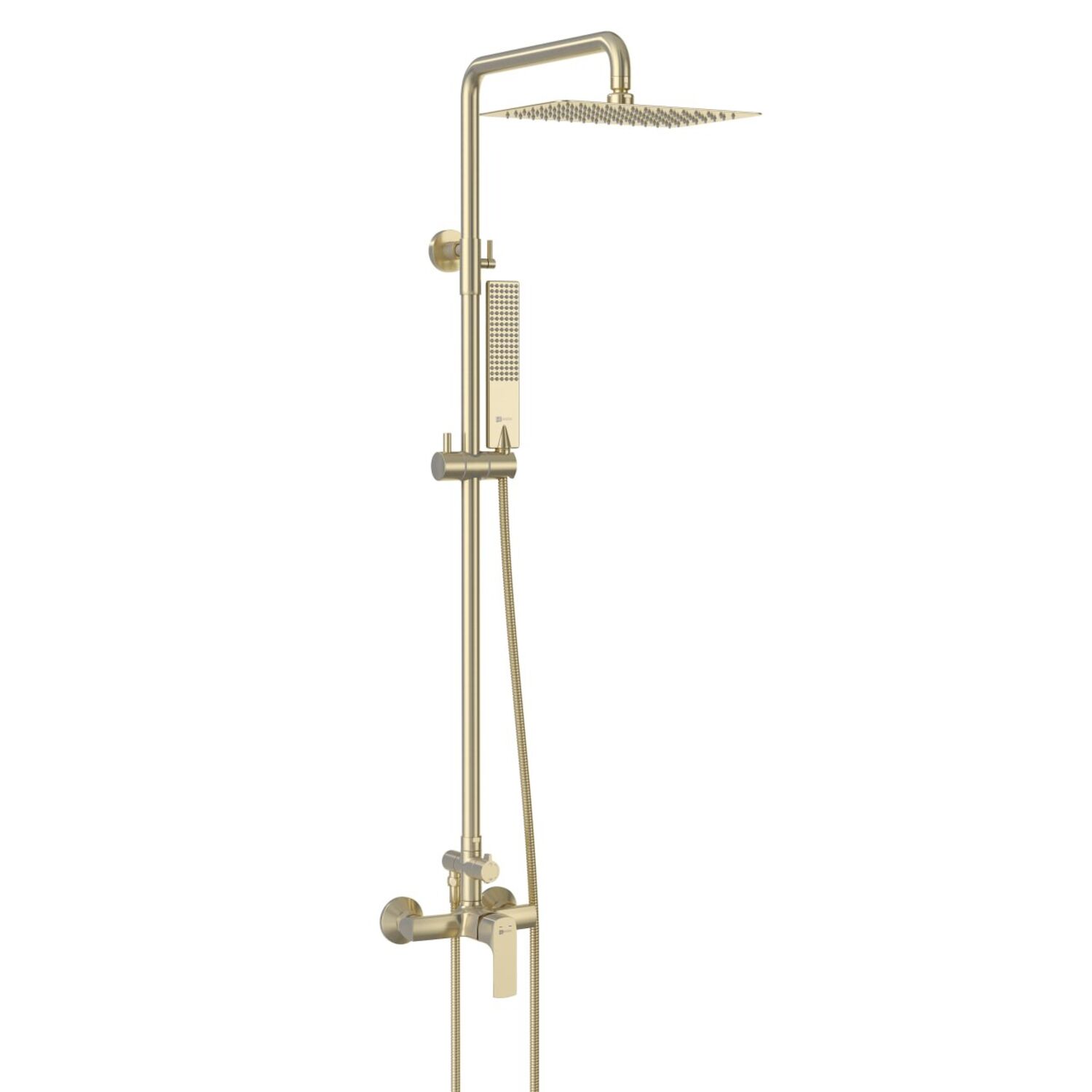 Душевая стойка Lemark Ursus LM7260BG, с верхним душем, смесителем, цвет золотой