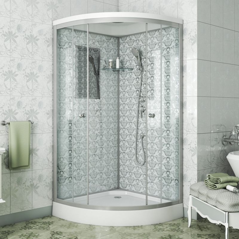 Душевая кабина Niagara Luxe NG-7702W 100x100, стекло прозрачное, профиль серебро, с крышей