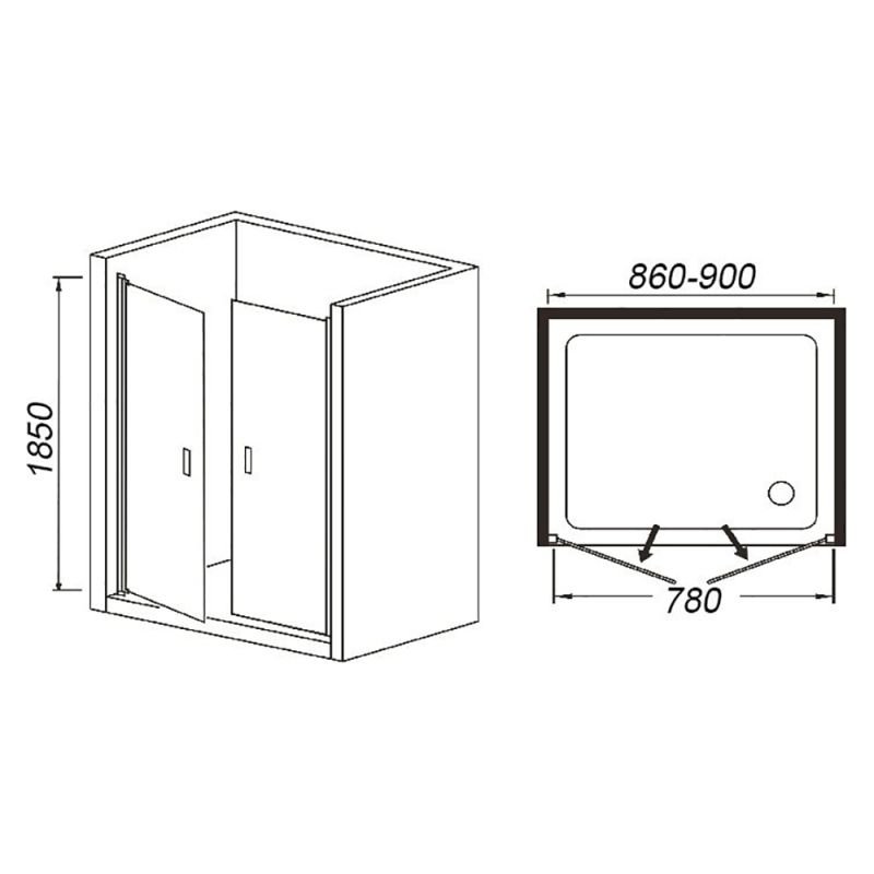 Душевая дверь Weltwasser WW600 90х185 - фото 1