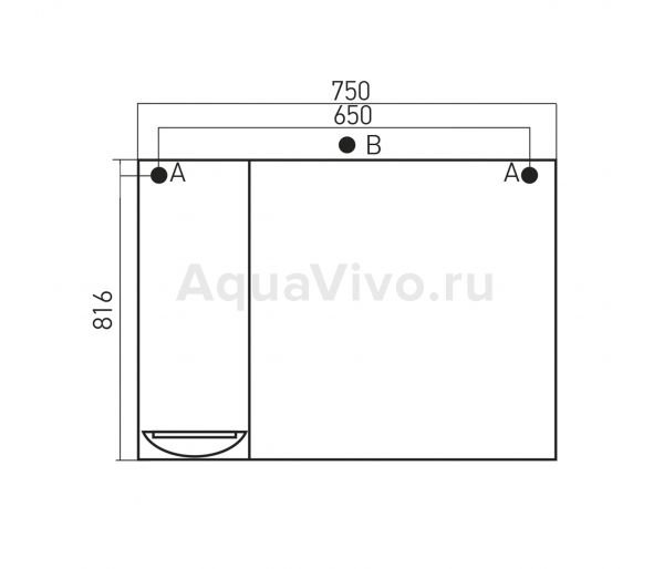 Шкаф-зеркало Mixline Кассиопея 75x82, с подсветкой, правый, цвет белый - фото 1