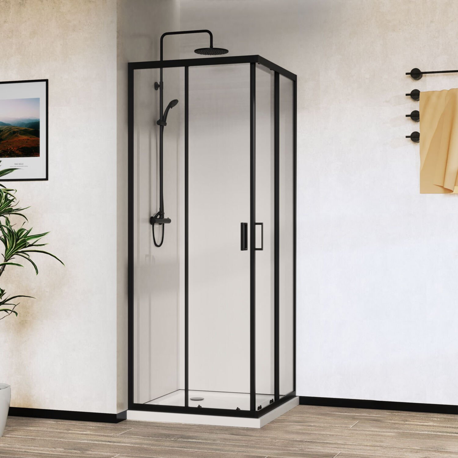 Душевой уголок Vincea City VSS-5CT 90x90, стекло прозрачное, профиль черный - фото 1